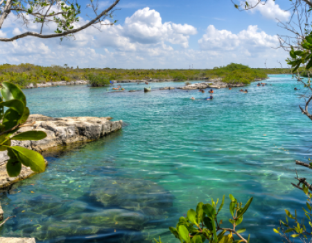 Children snorkeling at yal ku lagoon